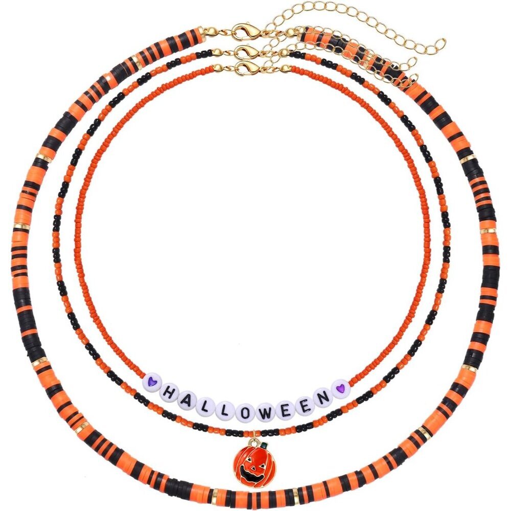 Surfer Heishi Bead Choker Necklace for Woman Star Pearl Polymer Clay Record Disc